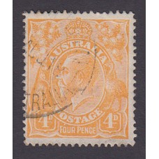 Australian    King George V    4d Orange   Single Crown WMK Plate Variety 2R59..